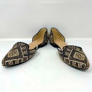 Isaac Mizrahi Geometric Pattern Flats in Black and Beige Size 7